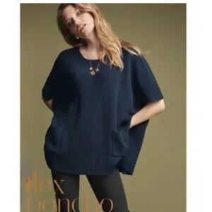 CABI Flex knit Poncho style shirt XS/S oversized blue